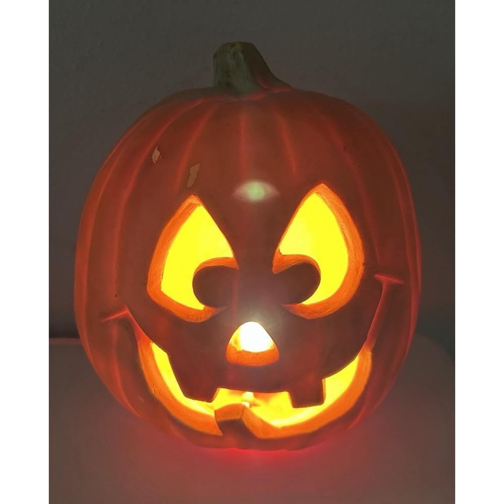 VTG Trendmasters Halloween Jack-O-Lantern Orange Foam Mold Light Up Pumpkin 1995